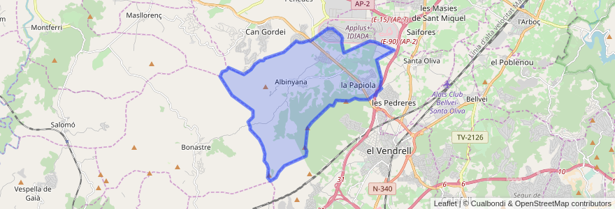 Mapa de ubicacion de Albinyana.