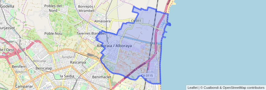 Mapa de ubicacion de Alboraia / Alboraya.