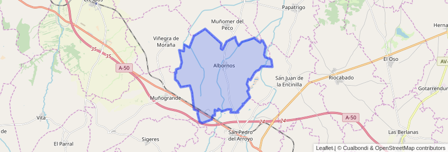 Mapa de ubicacion de Albornos.