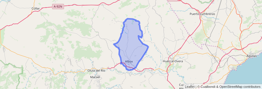 Mapa de ubicacion de Albox.