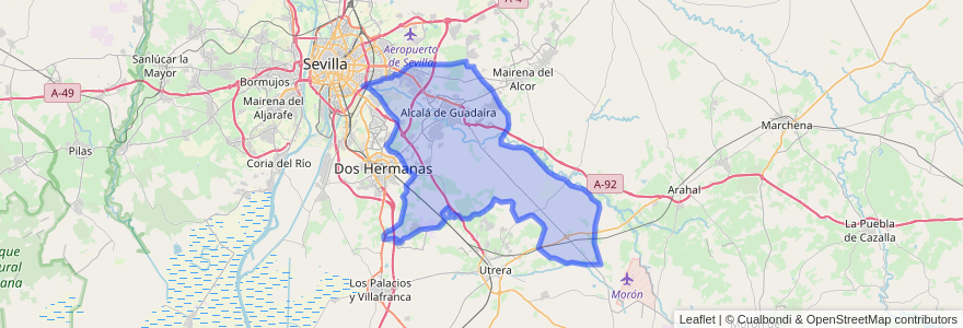 Mapa de ubicacion de Alcalá de Guadaíra.