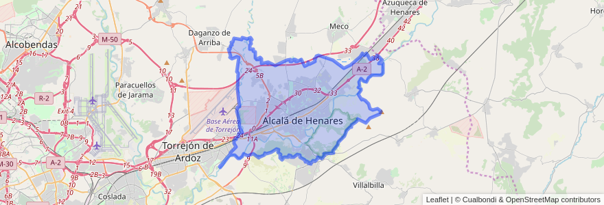 Mapa de ubicacion de Alcalá de Henares.