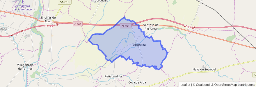 Mapa de ubicacion de Alconada.