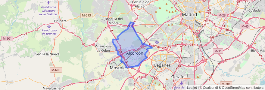 Mapa de ubicacion de Alcorcón.