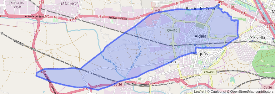 Mapa de ubicacion de Aldaia.