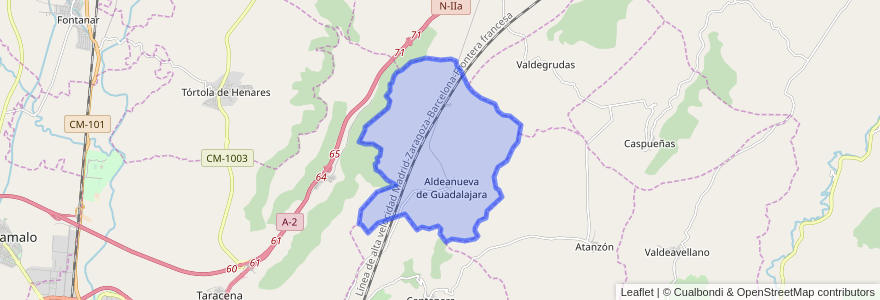 Mapa de ubicacion de Aldeanueva de Guadalajara.