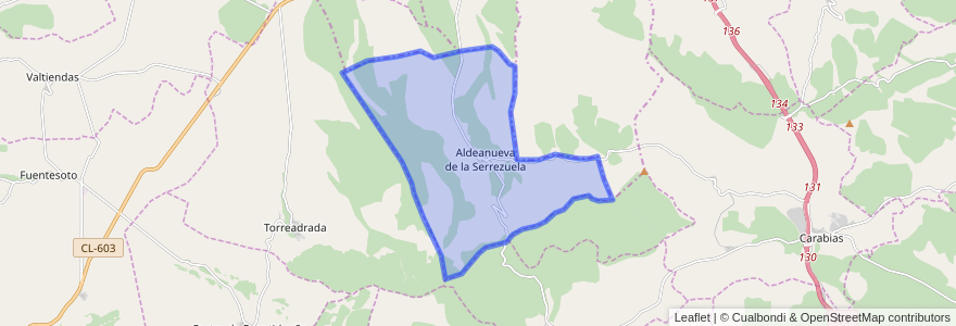 Mapa de ubicacion de Aldeanueva de la Serrezuela.