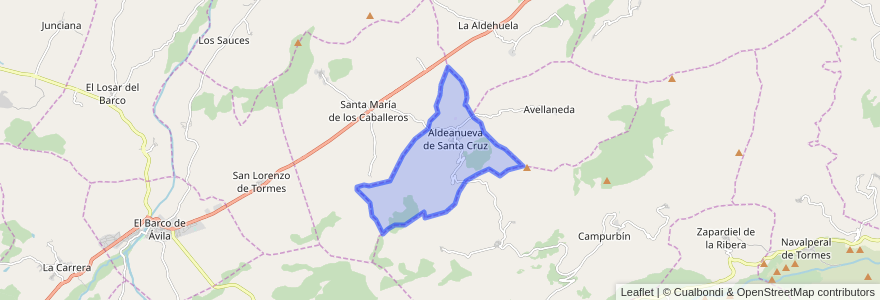 Mapa de ubicacion de Aldeanueva de Santa Cruz.