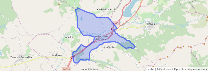 Mapa de ubicacion de Aldeanueva del Camino.