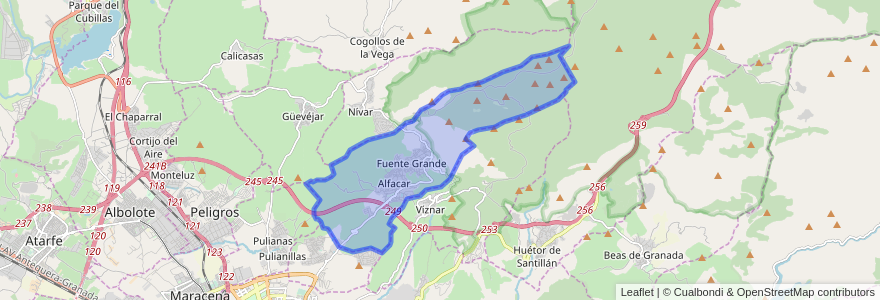 Mapa de ubicacion de Alfacar.