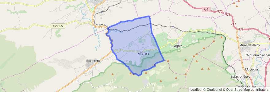 Mapa de ubicacion de Alfafara.