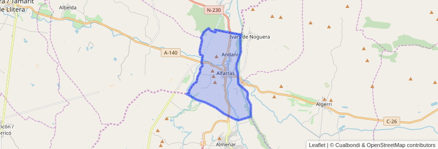 Mapa de ubicacion de Alfarràs.