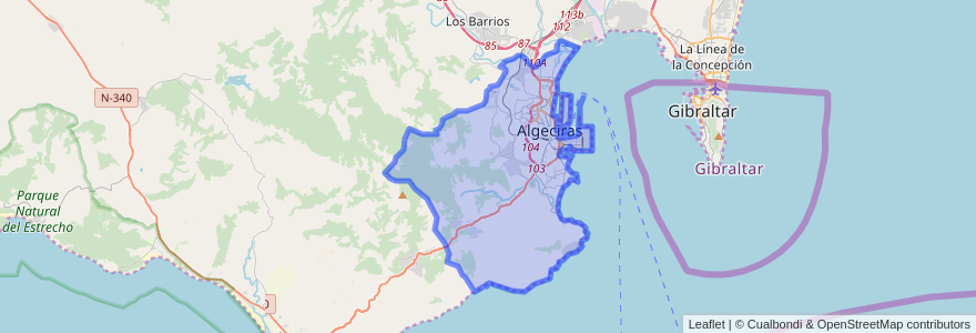 Mapa de ubicacion de Algeciras.