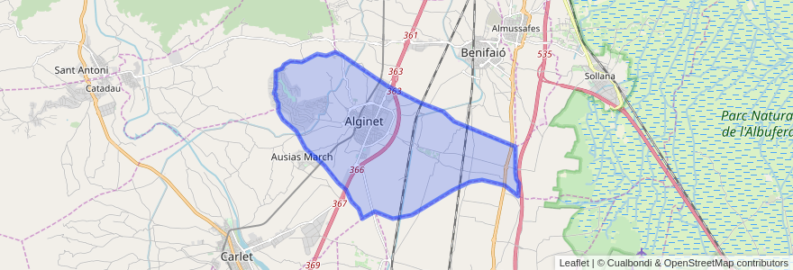 Mapa de ubicacion de Alginet.