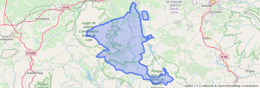 Mapa de ubicacion de Alhama de Granada.