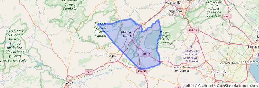 Mapa de ubicacion de Alhama de Murcia.