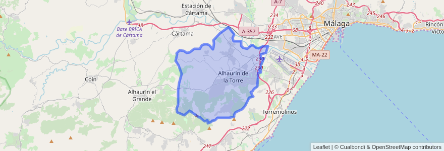 Mapa de ubicacion de Alhaurín de la Torre.