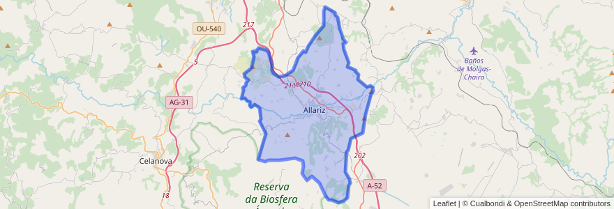 Mapa de ubicacion de Allariz.