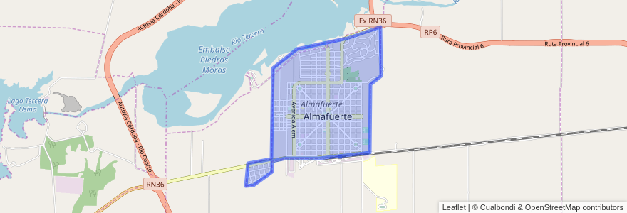 Mapa de ubicacion de Almafuerte.