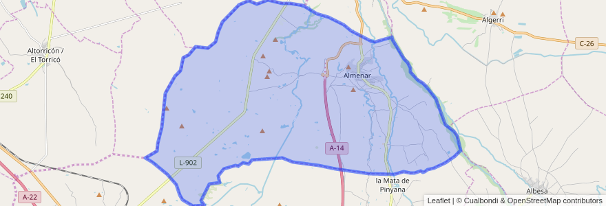 Mapa de ubicacion de Almenar.