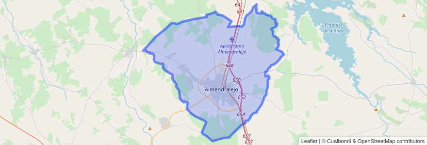 Mapa de ubicacion de Almendralejo.