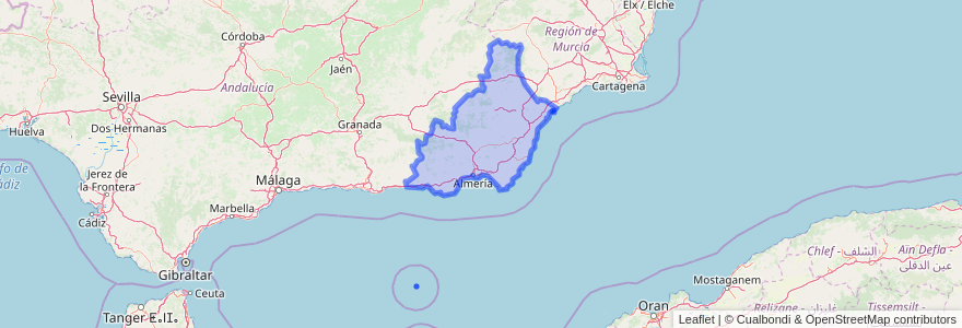 Mapa de ubicacion de Almería.