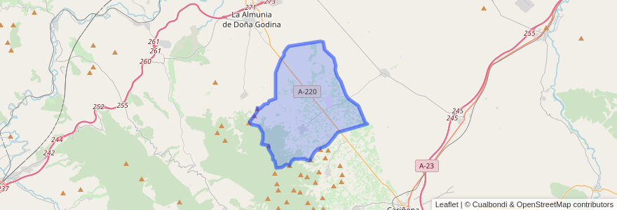 Mapa de ubicacion de Almonacid de la Sierra.