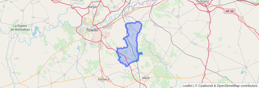 Mapa de ubicacion de Almonacid de Toledo.