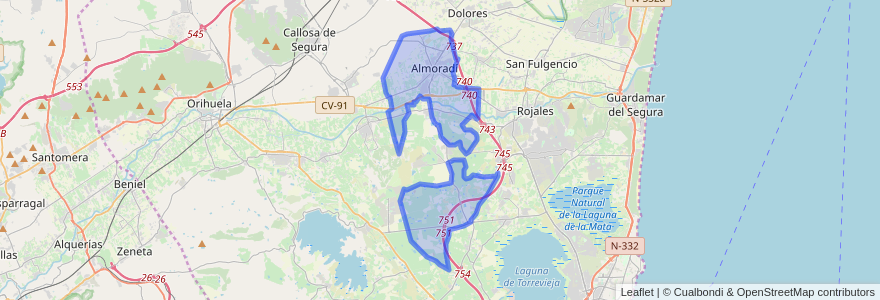 Mapa de ubicacion de Almoradí.