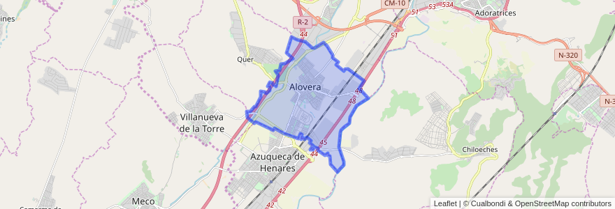 Mapa de ubicacion de Alovera.