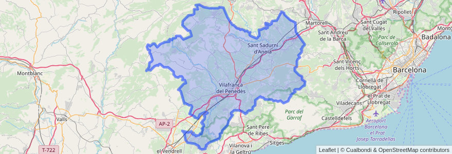 Mapa de ubicacion de Alt Penedès.