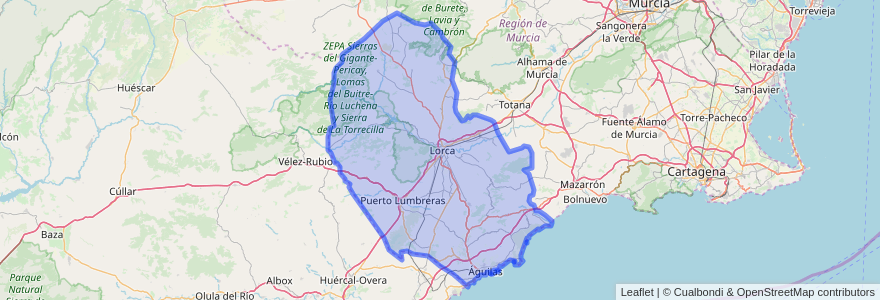 Mapa de ubicacion de Alto Guadalentín.