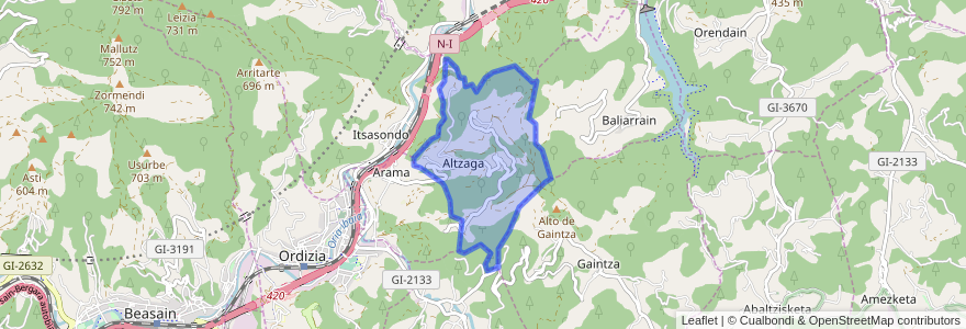 Mapa de ubicacion de Altzaga.