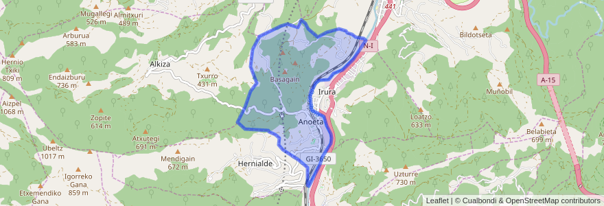 Mapa de ubicacion de Anoeta.