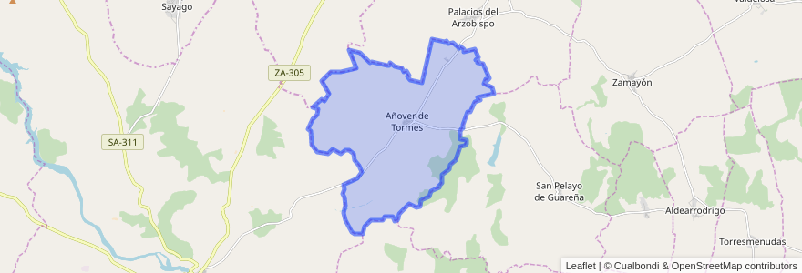 Mapa de ubicacion de Añover de Tormes.