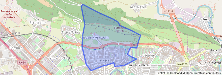 Mapa de ubicacion de Ansoáin/Antsoain.