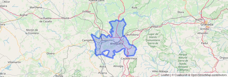 Mapa de ubicacion de Antequera.