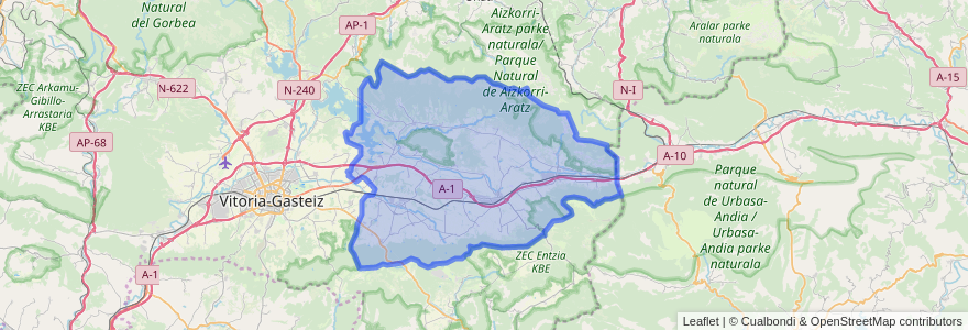 Mapa de ubicacion de Arabako lautada/Llanada Alavesa.