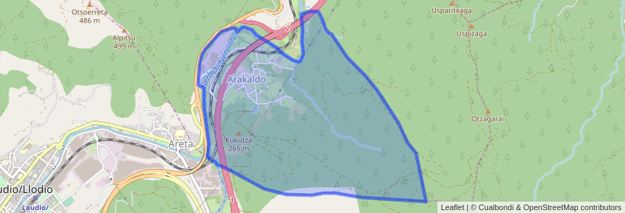 Mapa de ubicacion de Arakaldo.