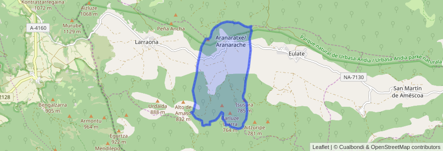 Mapa de ubicacion de Aranarache/Aranaratxe.