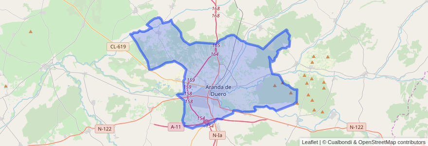 Mapa de ubicacion de Aranda de Duero.