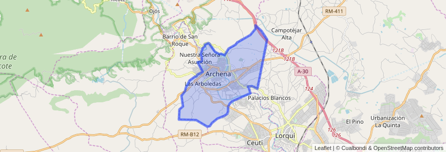 Mapa de ubicacion de Archena.