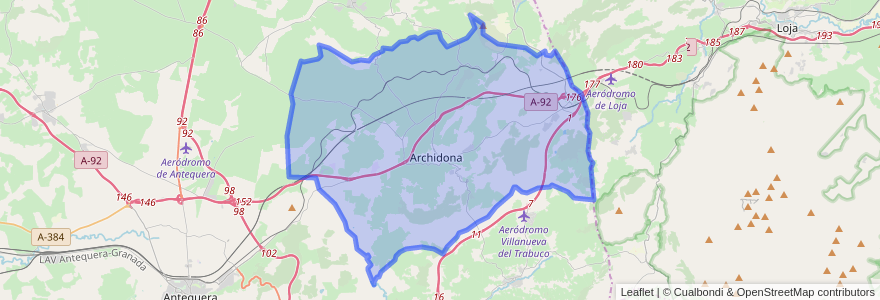 Mapa de ubicacion de Archidona.