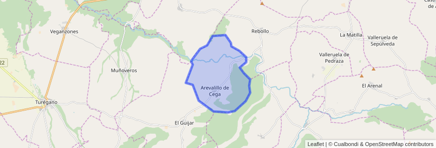 Mapa de ubicacion de Arevalillo de Cega.