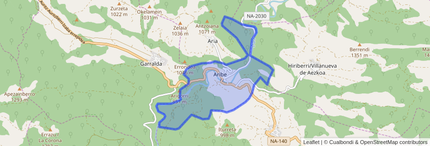 Mapa de ubicacion de Aribe.