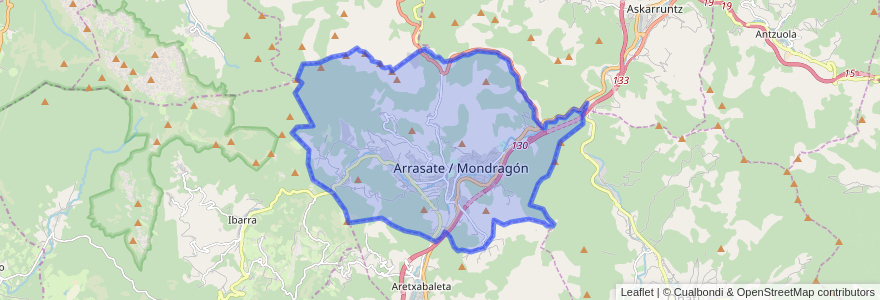 Mapa de ubicacion de Mondragón.