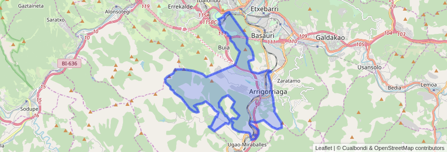 Mapa de ubicacion de Arrigorriaga.