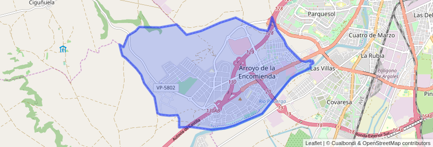 Mapa de ubicacion de Arroyo de la Encomienda.