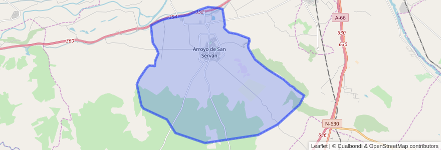 Mapa de ubicacion de Arroyo de San Serván.