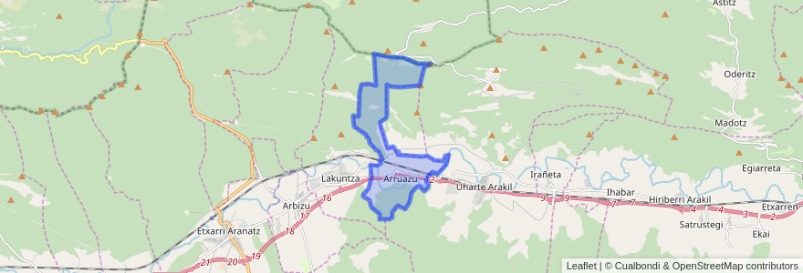 Mapa de ubicacion de Arruazu.